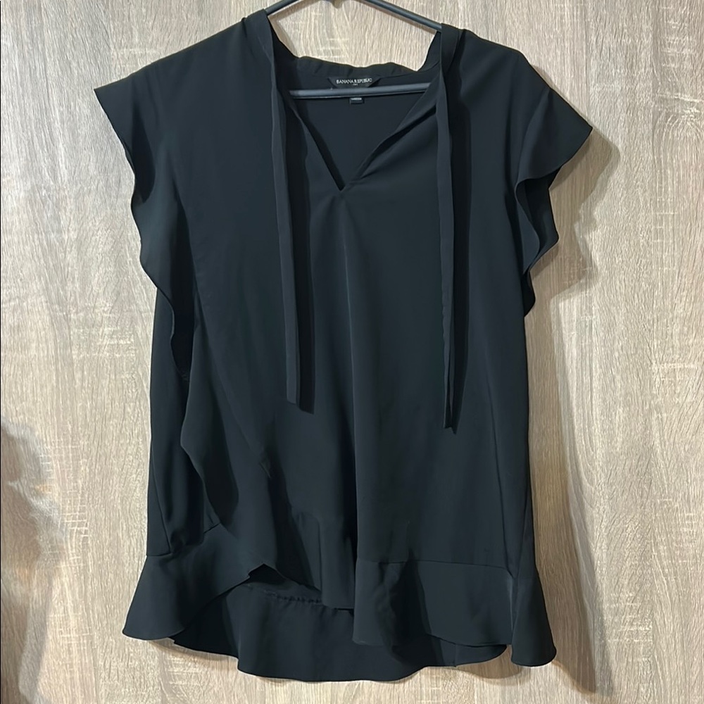 Banana Republic Black Top Size Large Tie Front